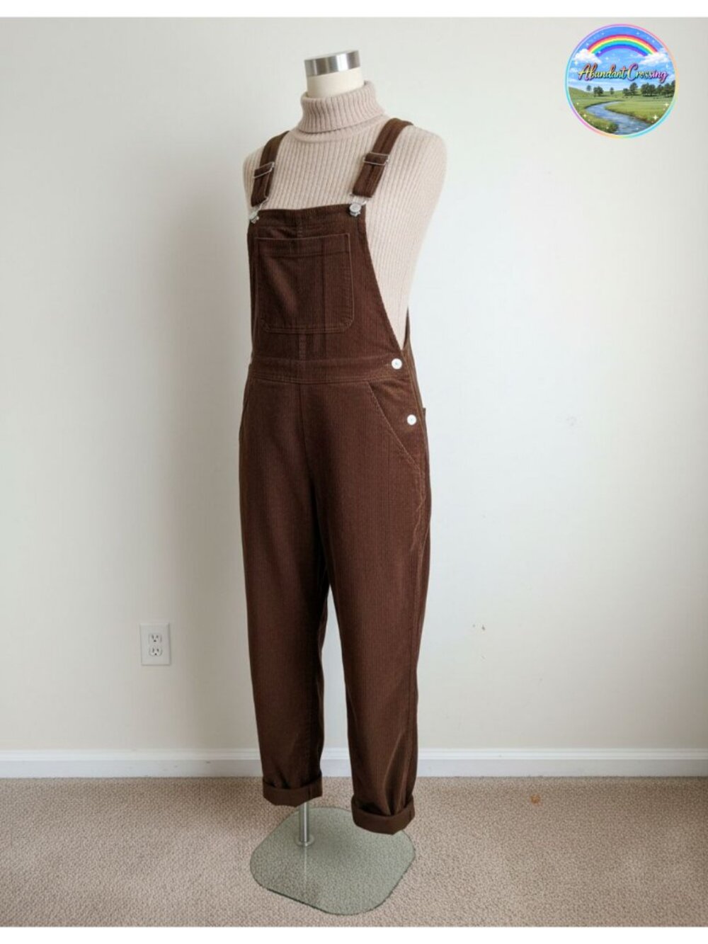 Women's Corduroy Overalls Adjustable Straps Bib Jumpsuit with Pockets